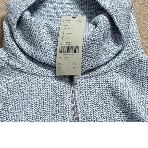 NWT Sweaty Betty Sweatshirt Restful Boucle Half Zip Sweatshirt Salt Blue Large - Picture 9 of 16